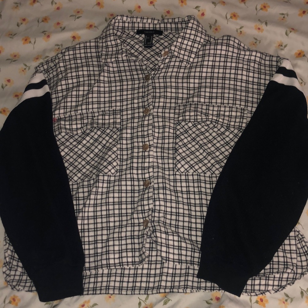 black and white long sleeve btton down